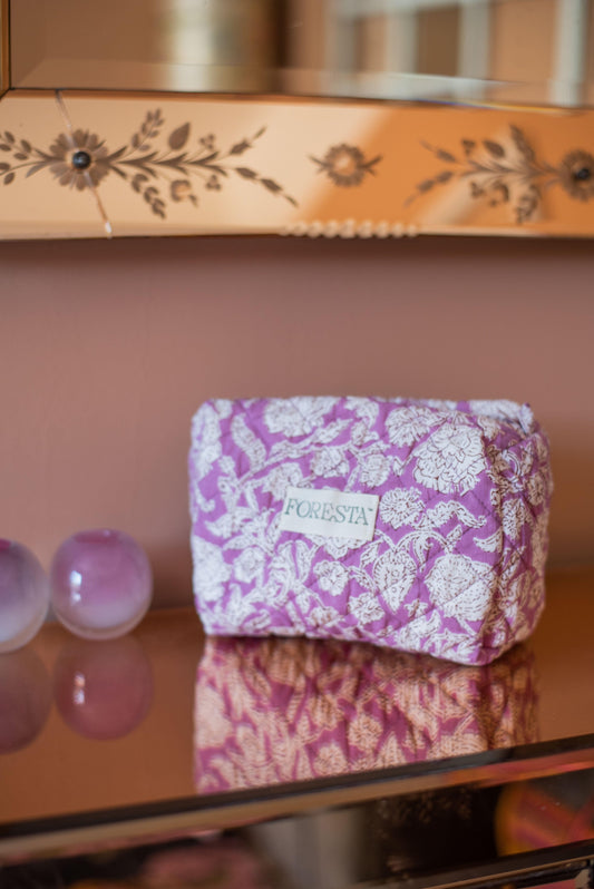 Lilac quilted makeup bag - Foresta