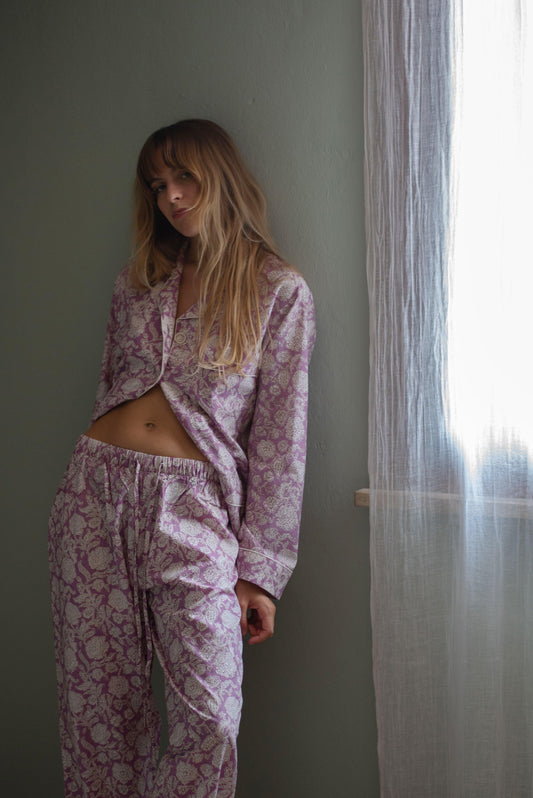 Lilac floral pajama set - Foresta