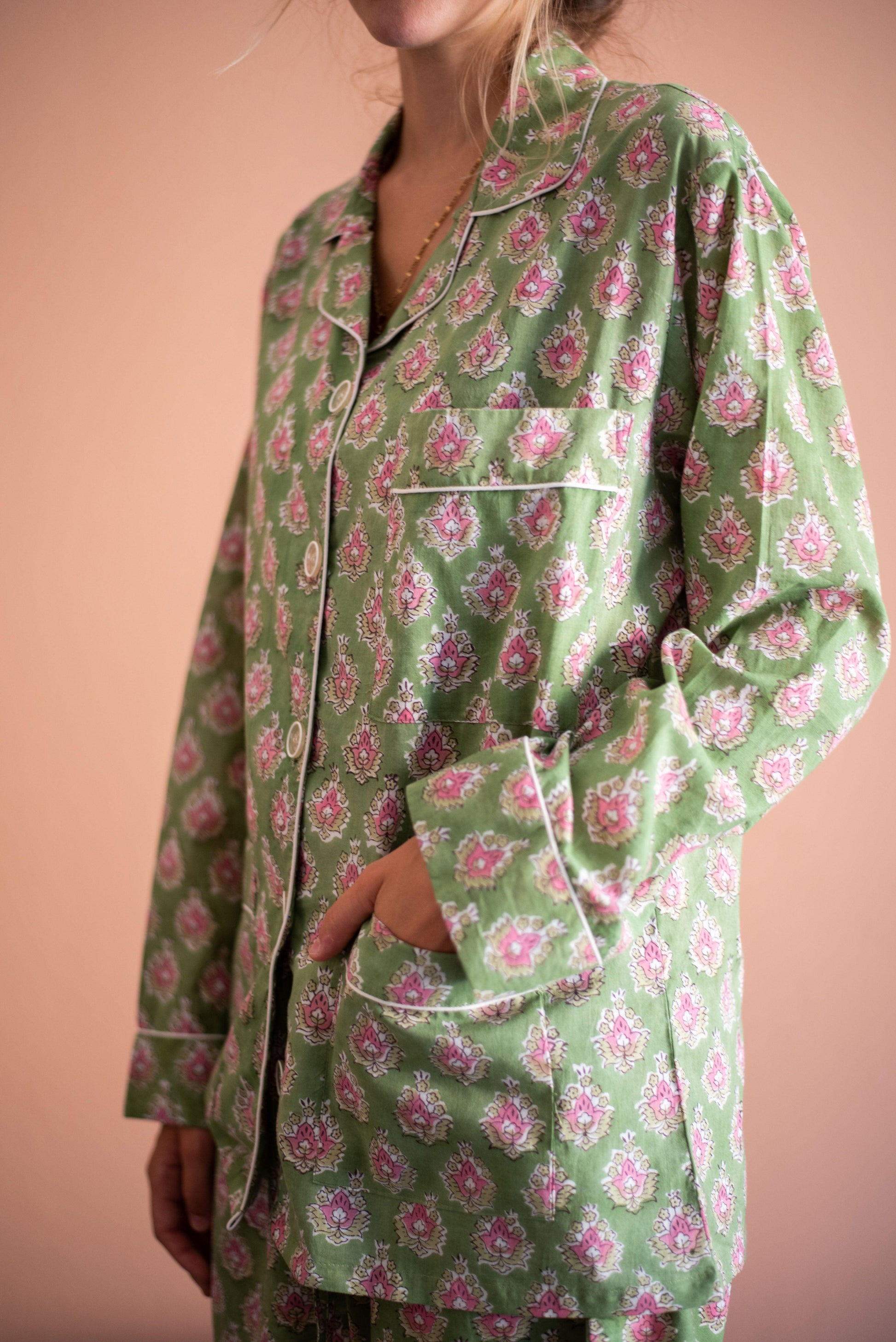 Green floral pajama set - Foresta