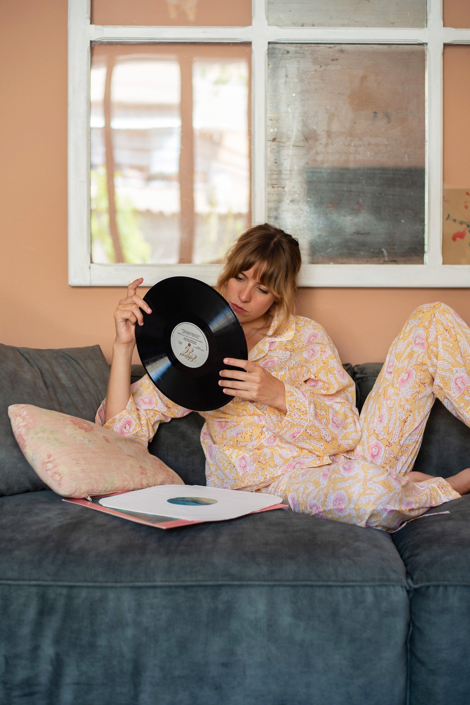 PIGIAMA DONNA RAGAZZA PURO COTONE LEGGERO FIORI ROSSOPORPORA ART. CERO – Abba MODA - Foto 1