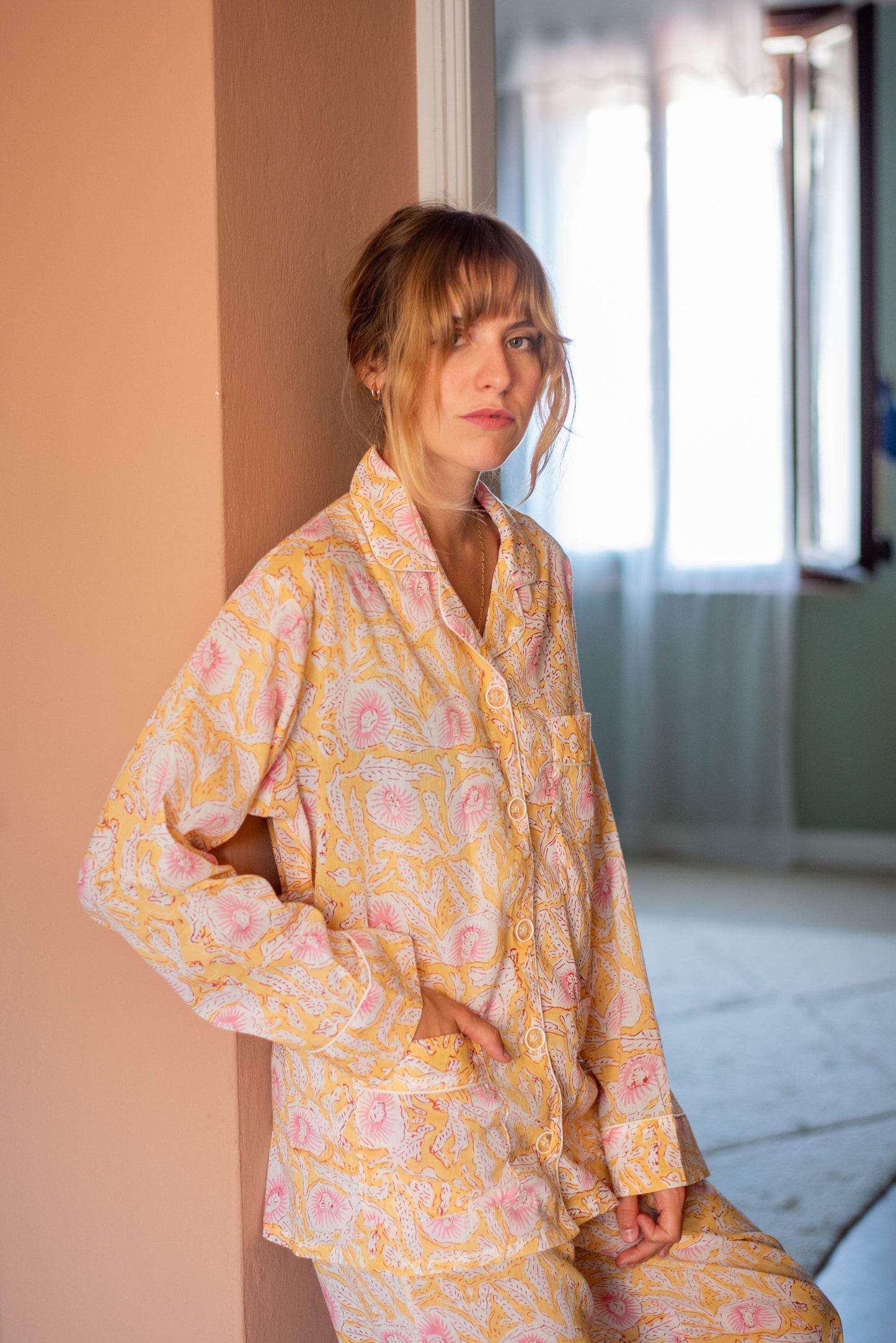 Yellow floral pajama set - Foresta