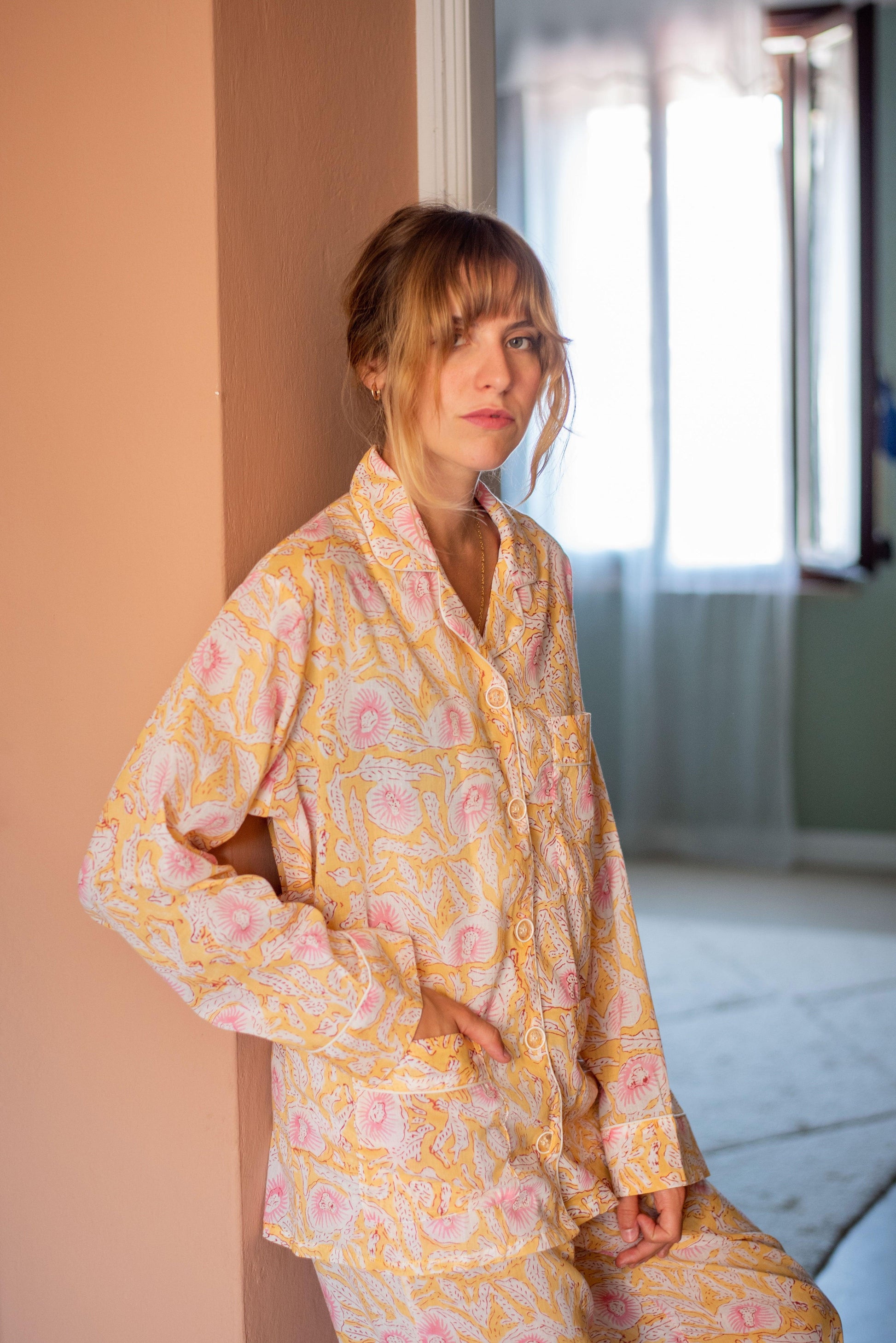 Yellow floral pajama set - Foresta