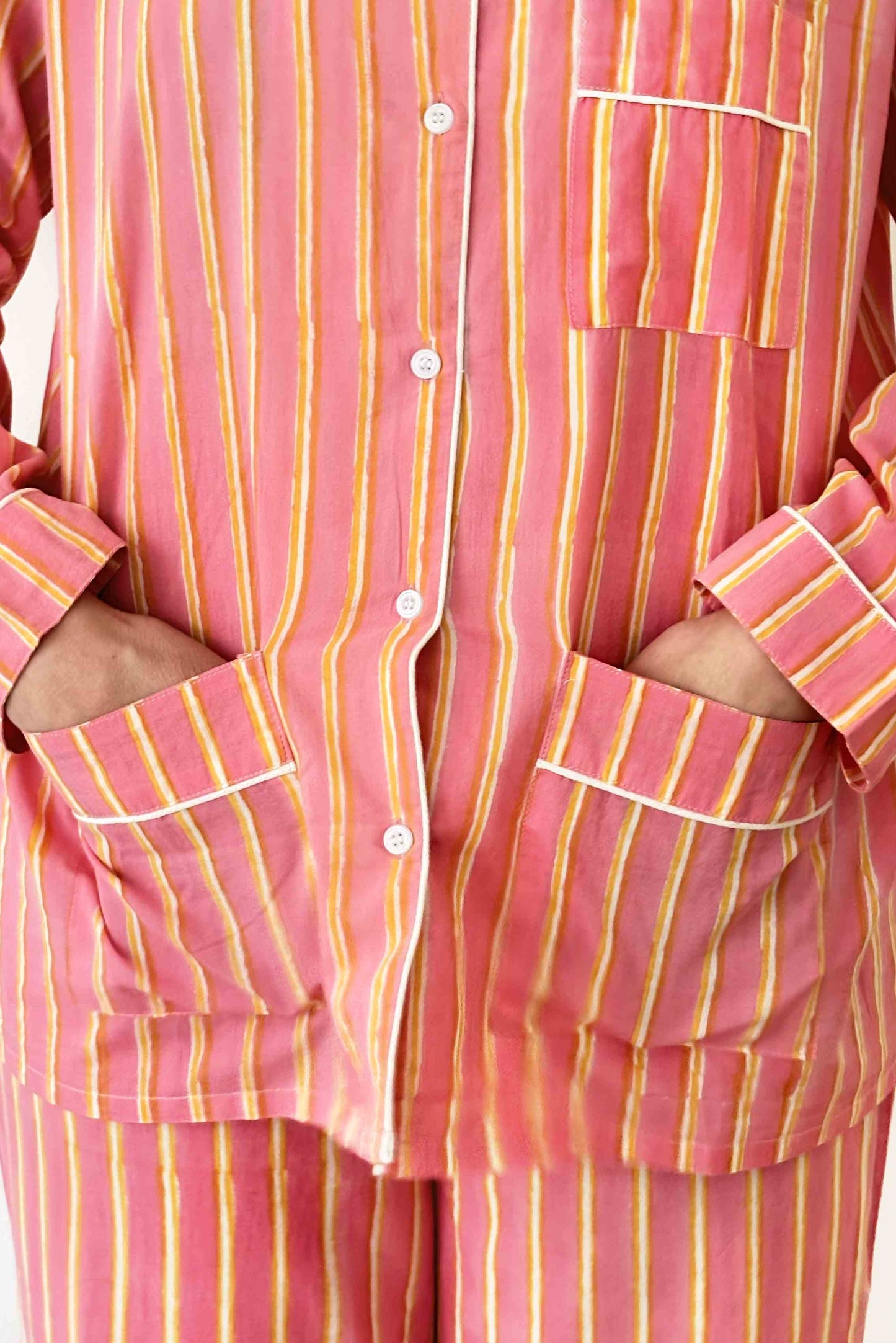 Pink Striped Long Sleeve Pajama Set