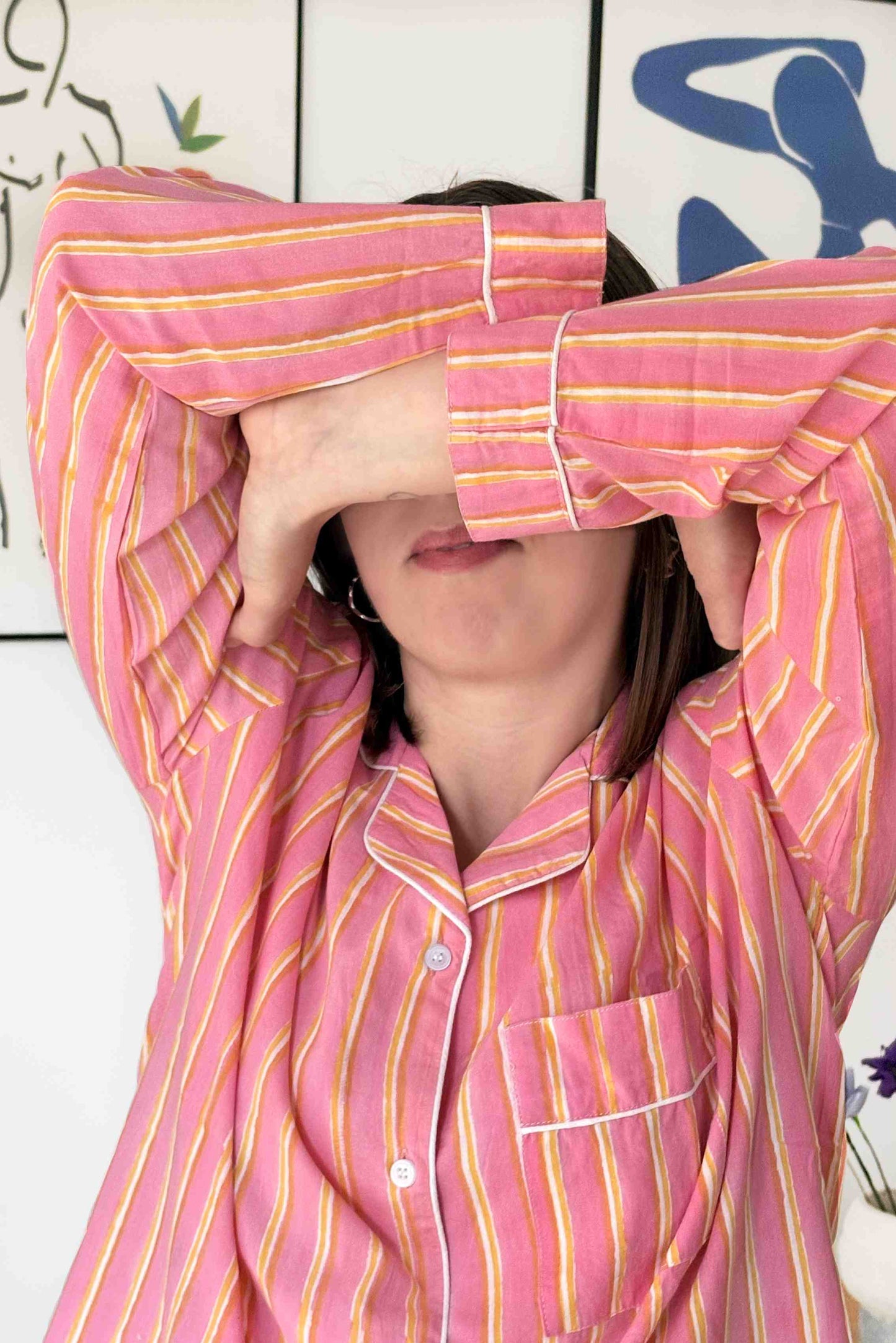 Pink Striped Long Sleeve Pajama Set