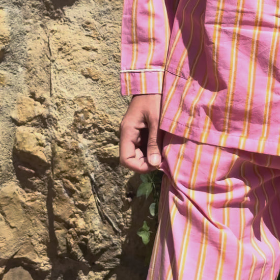 pigiama righe block print foresta