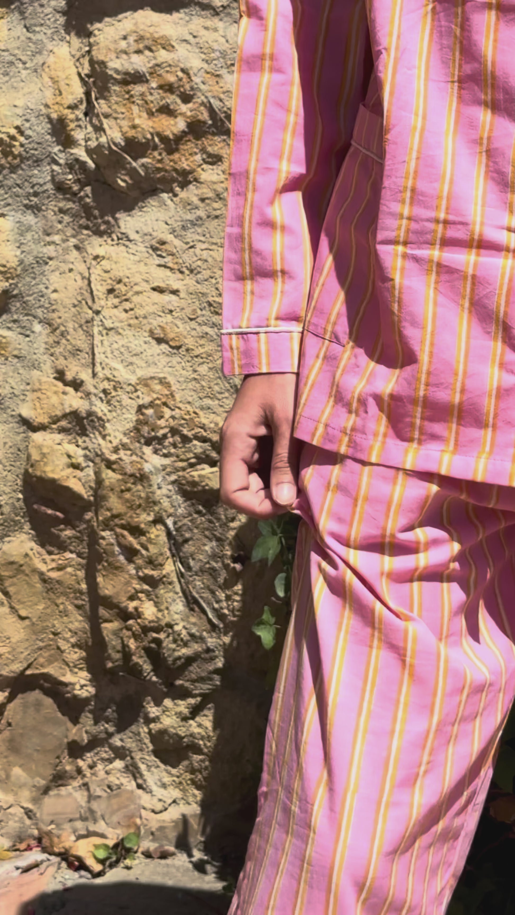 pigiama righe block print foresta